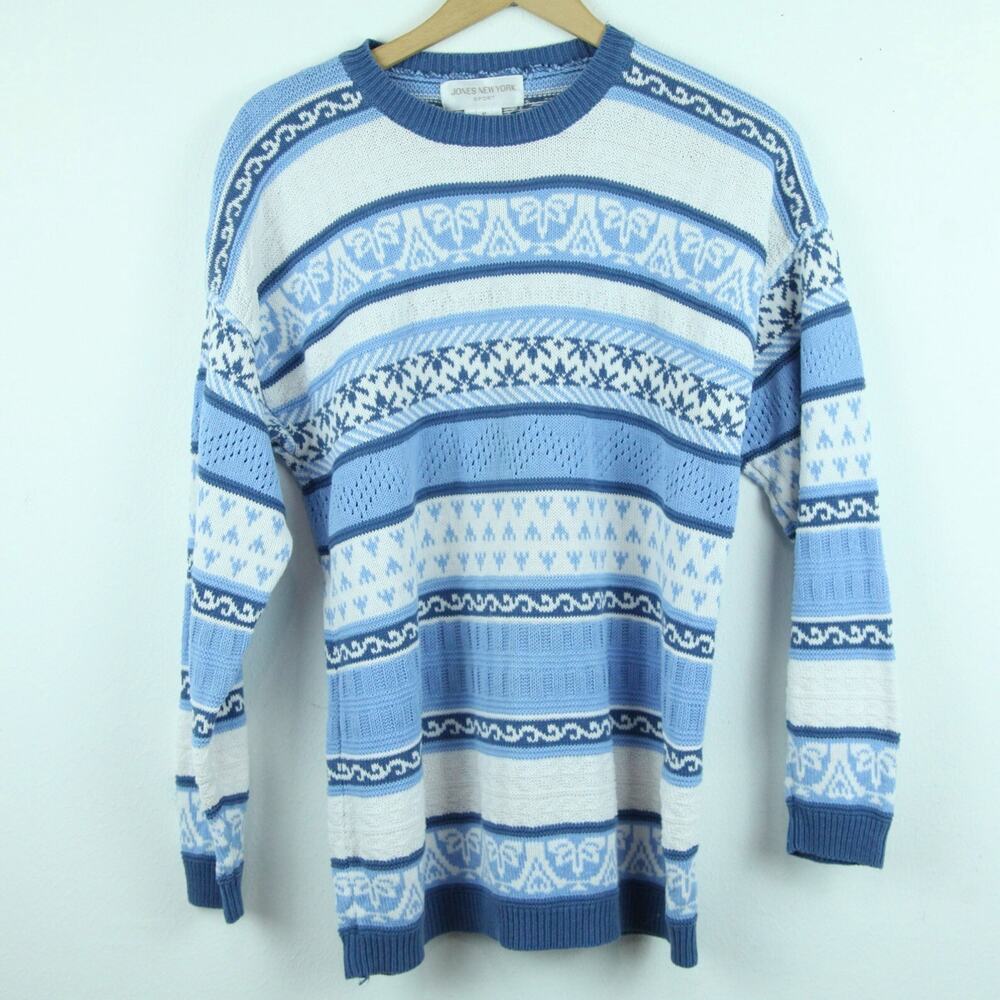 Vintage Small Sweater Stripe Preppy Cotton Blend Nautical Fisherman Country Club